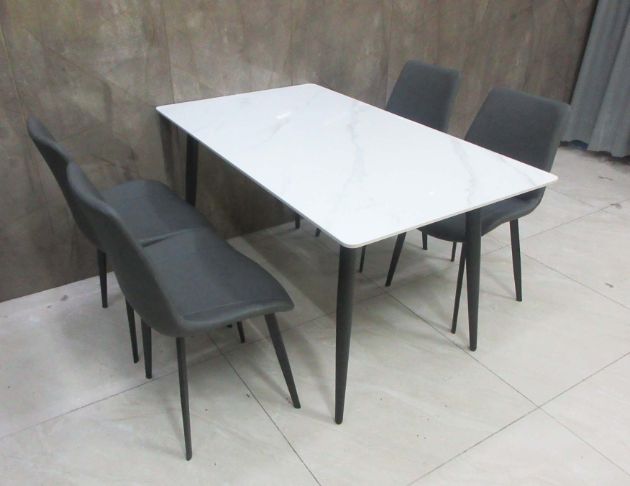 庫存新品出清 岩板142公分餐桌椅組 一桌四椅 廚房餐桌椅 3