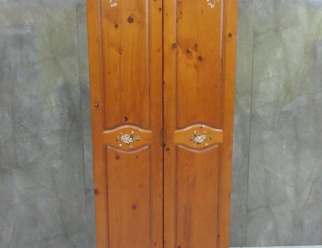 二手衣櫥 柚木色78公分鄉村風兩門實木衣櫃 衣物收納 單人衣櫃