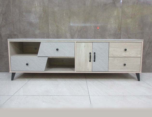 庫存新品出清 灰橡色182公分兩門四抽電視櫃 客廳收納長櫃