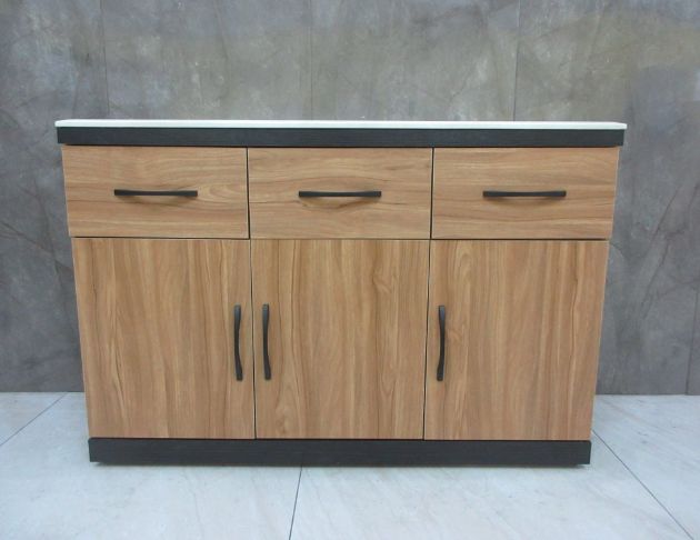 庫存新品出清 柚木黑122公分三門三抽餐廚櫃 電器櫃 碗盤收納