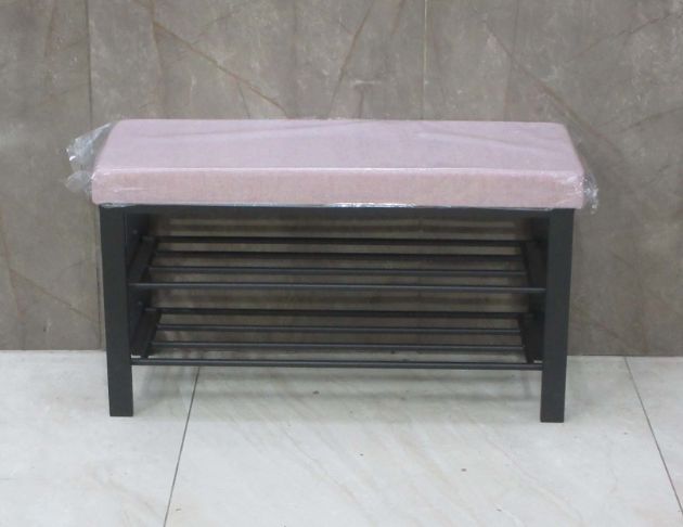 庫存新品出清 81公分厚布坐墊三層鐵管穿鞋椅 穿鞋櫃 玄關椅