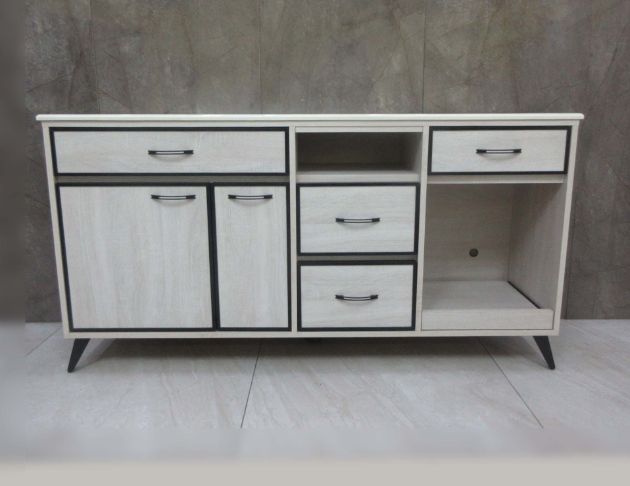 庫存新品出清 白梧桐色161公分兩門五抽仿石面餐櫃 電器櫃