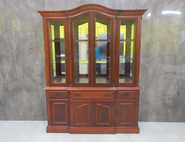 二手展示櫃 樟木色158公分歐式復古八門三抽展示櫃 收納櫃