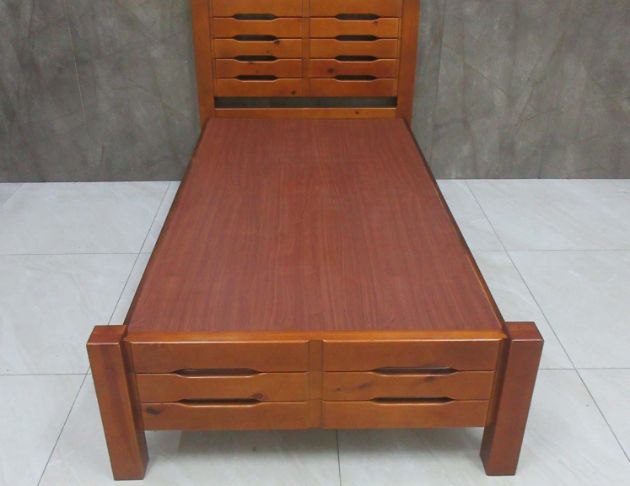 二手床架 柚木色108公分實木床架 3尺單人床組 臥式寢具