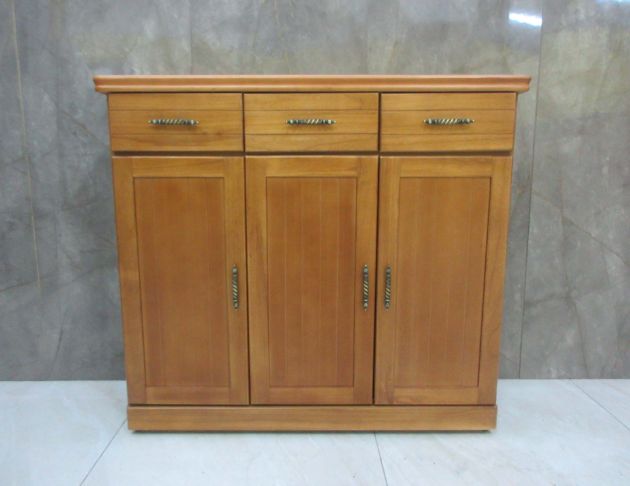 庫存新品出清 柚木色119公分三門三抽鞋櫃 半實木鞋櫥 玄關櫃