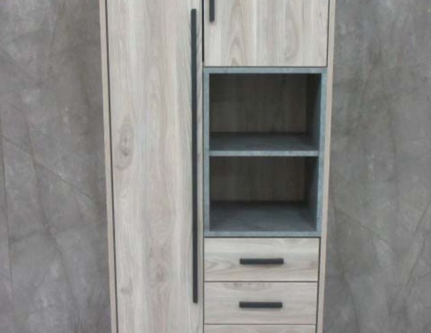 二手書櫥 梧桐色76公分兩門三抽書櫃 收納櫃 置物櫃 展示櫃