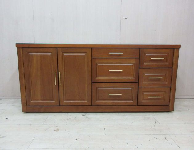 二手餐廚櫃 柚木色183公分兩門六抽餐櫃 電器櫃 碗盤收納櫃