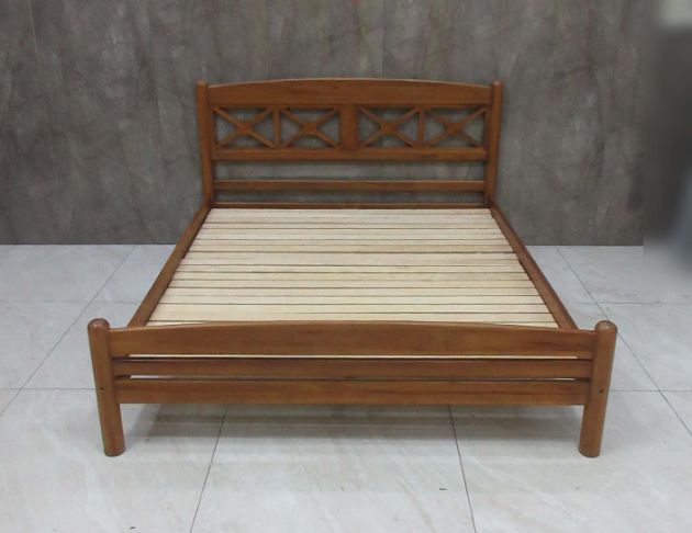 二手床架 詩肯162公分柚木床架 5尺標準雙人床組 排骨架床台