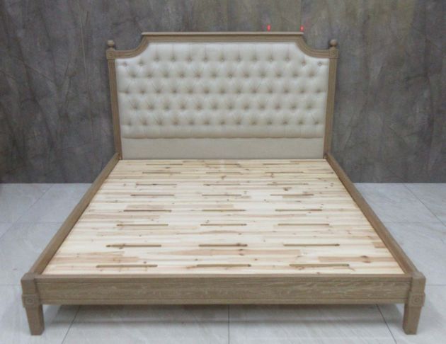 二手床架 橡木色189公分歐式鄉村風實木床組 6尺雙人加大床架