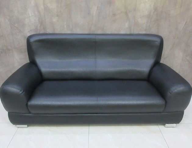 二手沙發 黑色197公分半牛皮雙人沙發 客廳沙發 辦公室沙發