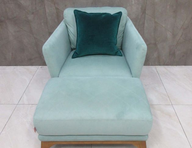 二手沙發 蒂芬尼綠85公分單人布沙發 休閒沙發 單人椅 腳蹬