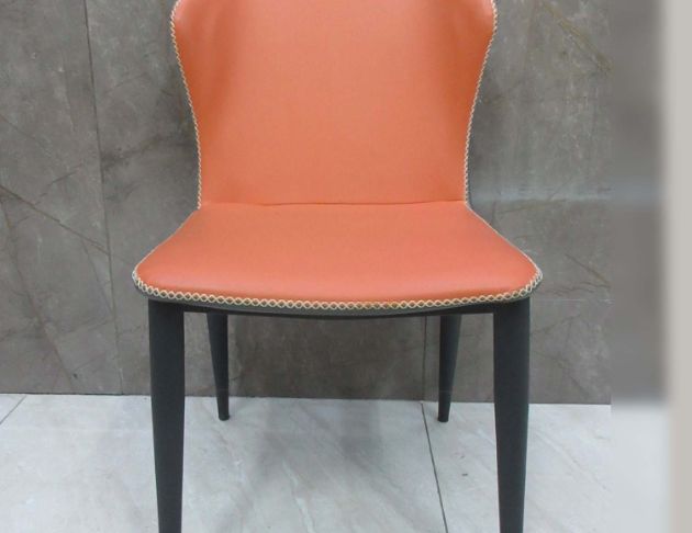 二手餐桌椅 橘色49公分皮餐椅 化妝椅 休閒椅 靠背椅 椅子