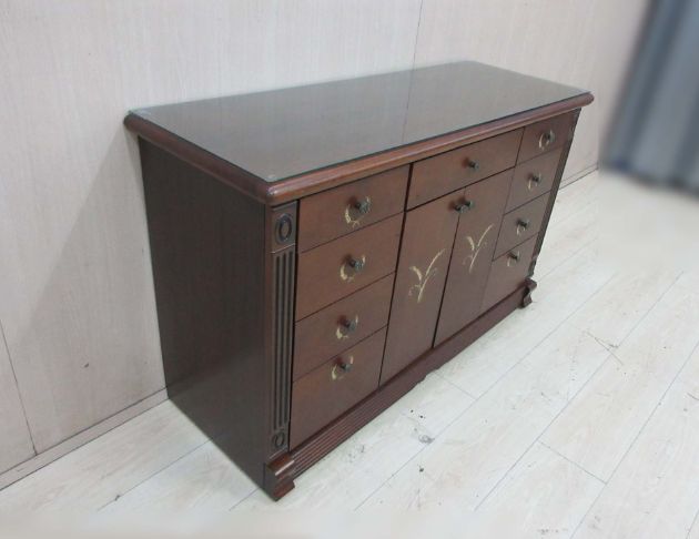 二手餐櫥櫃 胡桃色80公分鄉村風兩門九抽餐櫃 碗盤收納 電器櫃 4