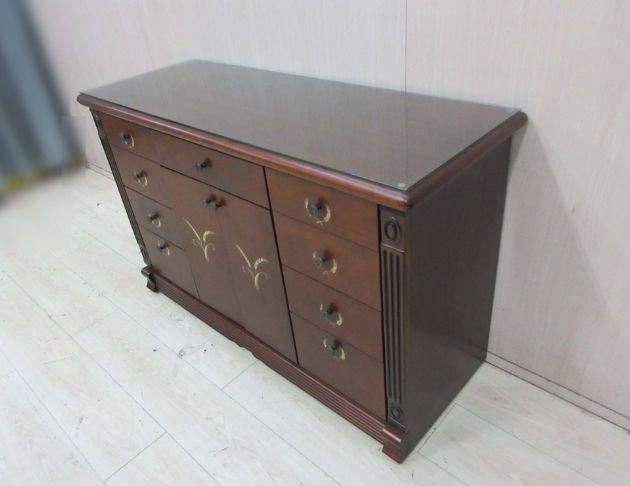 二手餐櫥櫃 胡桃色80公分鄉村風兩門九抽餐櫃 碗盤收納 電器櫃 5