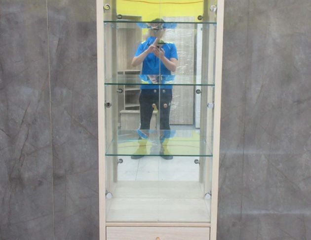 庫存新品出清 木紋色66公分兩抽展示櫃 高低櫃 酒櫃 玻璃櫃