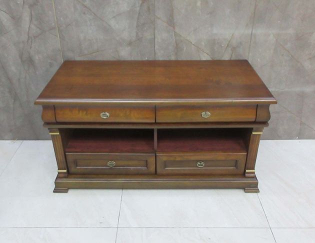 二手電視櫃 樟木色121公分四抽TV櫃 客廳收納櫃 視聽長櫃