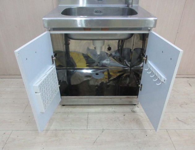 二手流理台 銀底白面72公分兩門水槽 單口洗手槽 廚房水槽 4