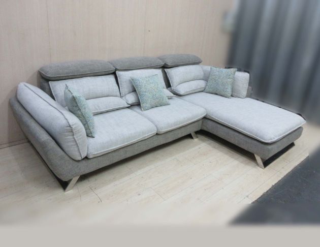 二手沙發 灰白色287公分L型三人布沙發 頭枕可調 客廳沙發椅 3