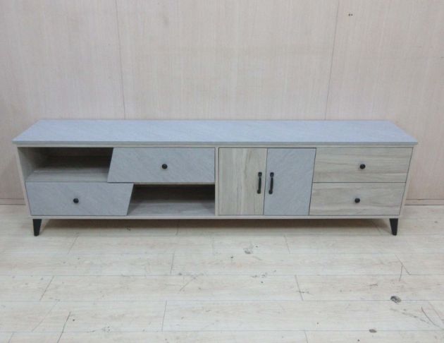 庫存新品出清 灰橡色212公分兩門四抽電視櫃 TV櫃 客廳長櫃