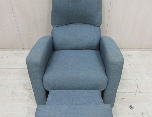 二手沙發 灰色78公分單人布沙發 手動可躺單人椅 休閒沙發 3