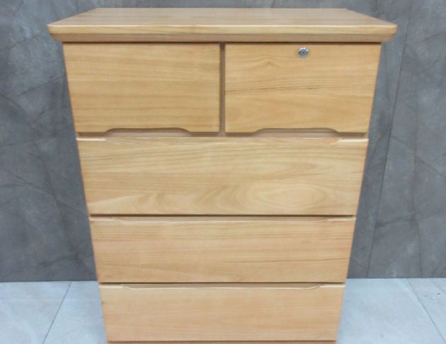 庫存新品出清 檜木色90公分五抽收納櫃 五斗櫃 抽屜置物櫃