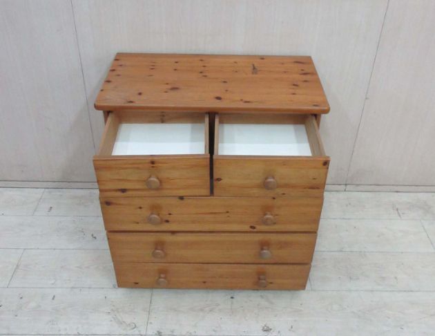 二手斗櫃 松木色80公分五抽置物櫃 五斗櫃 收納櫃 抽屜櫃 2