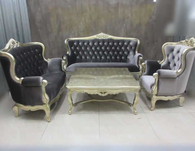 二手沙發 灰色1+2+3+大茶几歐式水鑽布沙發 客廳接待沙發