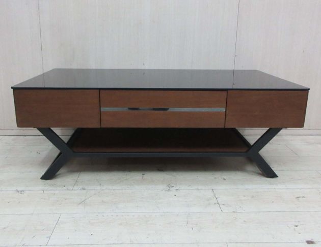 二手茶几 柚木黑131公分玻璃兩抽沙發桌 客廳桌 桌子 矮桌