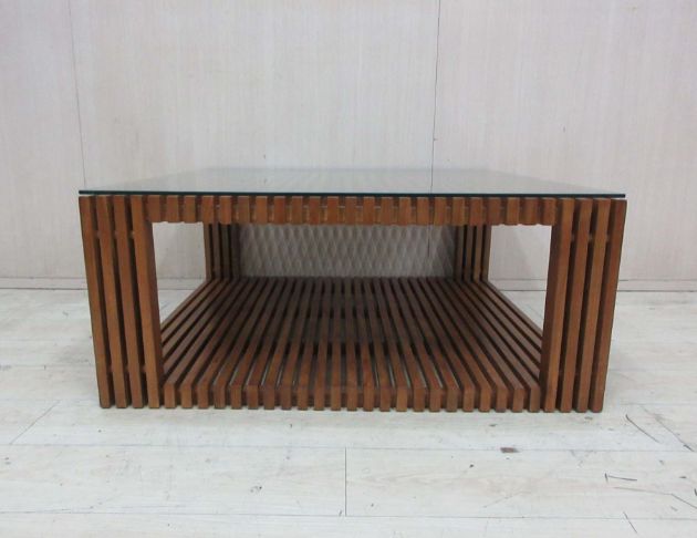 二手茶几 柚木色100公分實木方形沙發桌 客廳桌 矮桌 造型桌