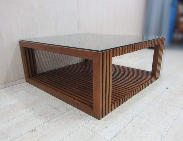 二手茶几 柚木色100公分實木方形沙發桌 客廳桌 矮桌 造型桌 3