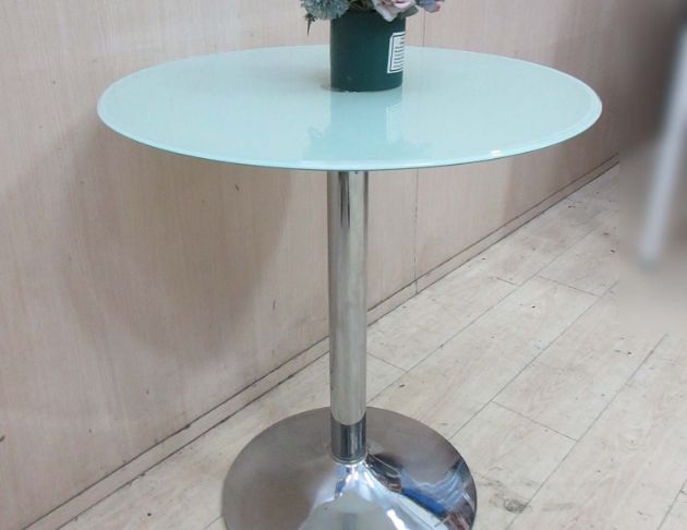 二手餐桌 玻璃65公分咖啡桌 洽談桌 圓桌 營業用餐桌 飲料桌 3