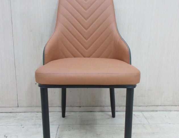 二手餐桌椅 橘色47公分北歐風皮餐椅 靠背椅 洽談椅 咖啡椅 1