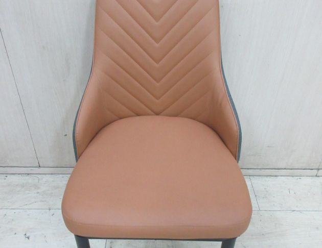 二手餐桌椅 橘色47公分北歐風皮餐椅 靠背椅 洽談椅 咖啡椅 2