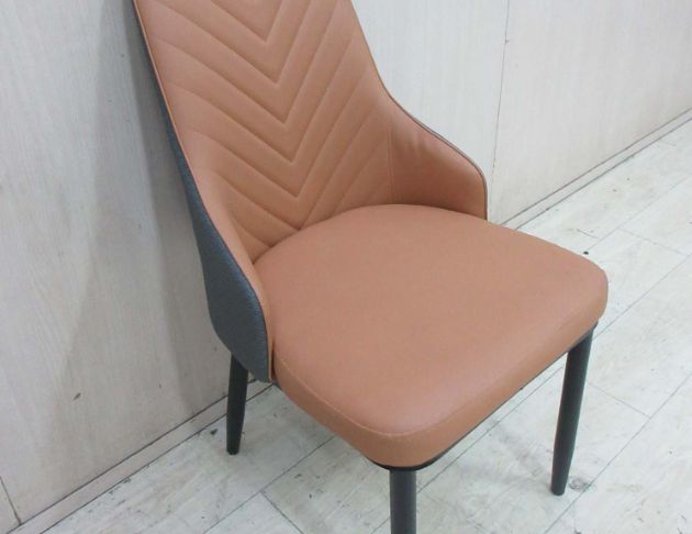 二手餐桌椅 橘色47公分北歐風皮餐椅 靠背椅 洽談椅 咖啡椅 3