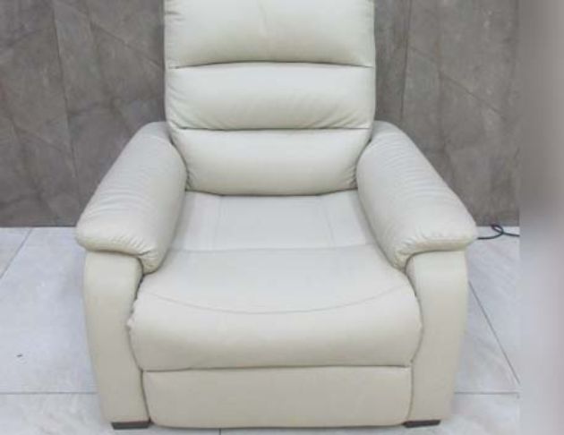 二手沙發 米白色91公分半牛皮單人沙發 電動沙發 懶人沙發椅