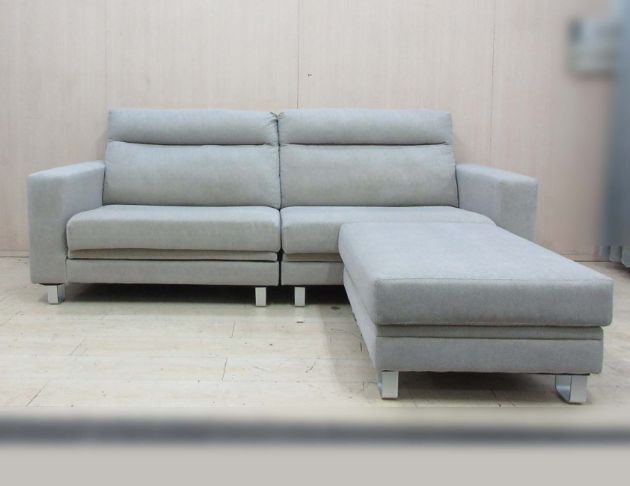 二手沙發 淺灰色240公分貓抓布L型休閒沙發 客廳沙發 沙發椅