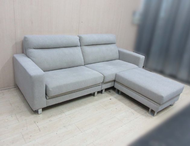 二手沙發 淺灰色240公分貓抓布L型休閒沙發 客廳沙發 沙發椅 4