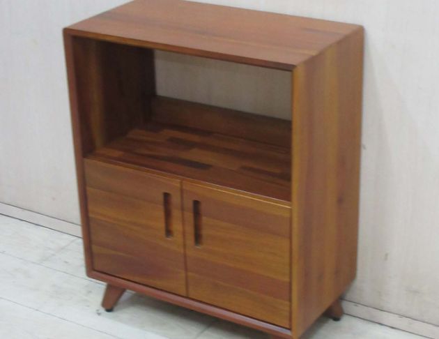 二手餐櫥櫃 柚木色62公分實木兩門餐櫃 電器櫃 收納櫃 矮櫥櫃 4