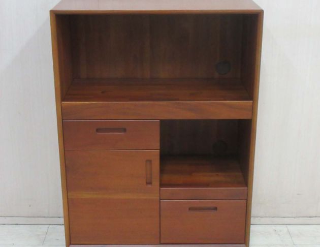 二手餐櫥櫃 柚木色80公分實木一門四抽餐櫃 電器櫃 廚房收納櫃