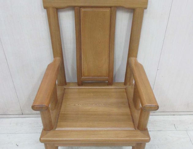 二手椅子 柚木色66公分實木中式圈椅 官帽椅 太師椅 單人禪椅 2