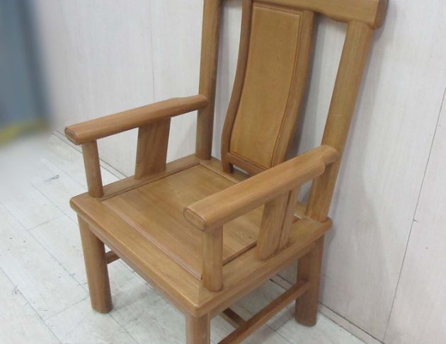 二手椅子 柚木色66公分實木中式圈椅 官帽椅 太師椅 單人禪椅 4