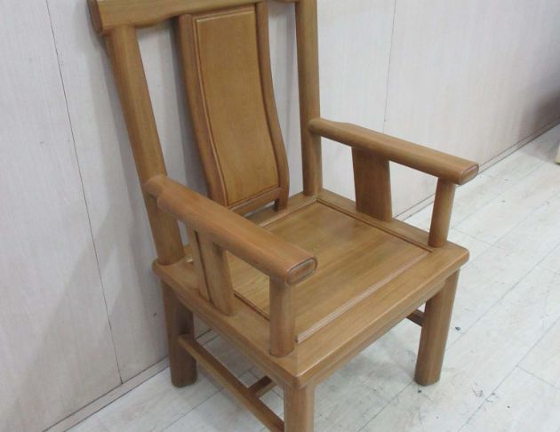 二手椅子 柚木色66公分實木中式圈椅 官帽椅 太師椅 單人禪椅 3