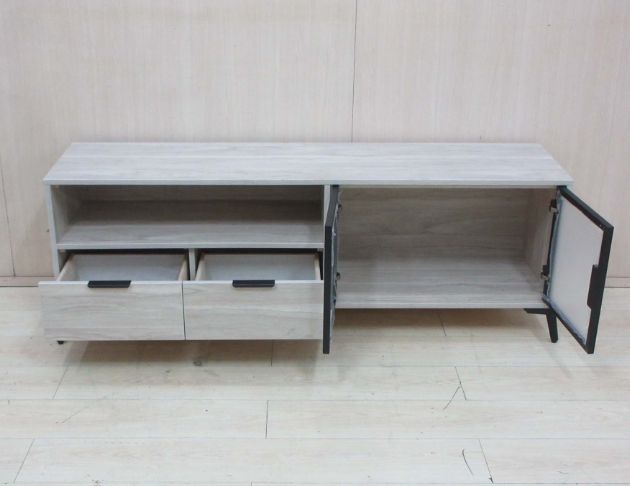 白橡木色161公分兩門兩抽電視櫃 客廳收納櫃 2