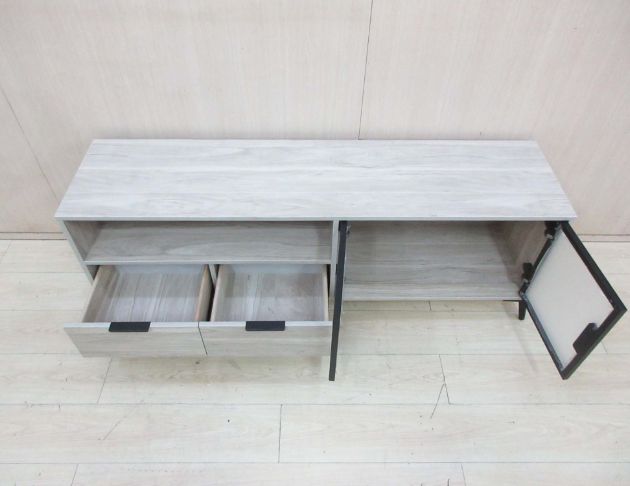 白橡木色161公分兩門兩抽電視櫃 客廳收納櫃 3