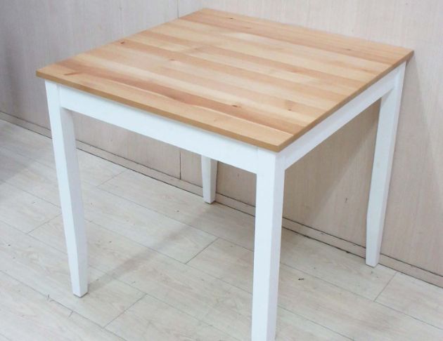 二手餐桌 原木白74公分北歐風實木餐桌 方桌 用餐桌 洽談桌 4