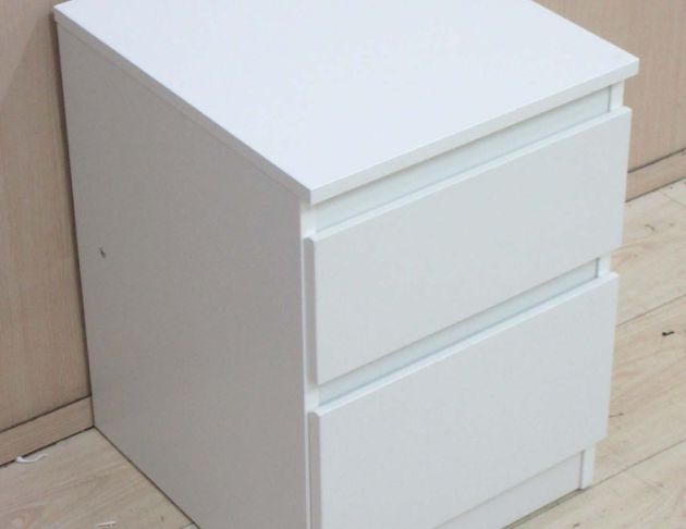 二手床邊櫃 白色35公分兩抽床頭櫃 抽屜櫃 收納矮櫃 置物櫃 3