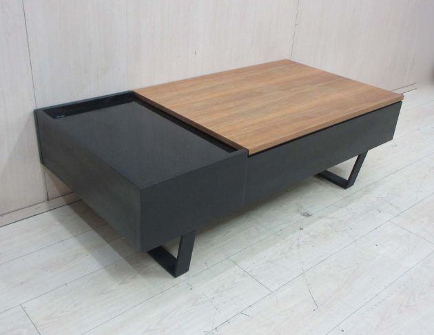 二手茶几 柚木黑120公分工業風一抽升降茶几 客廳桌 沙發桌 4