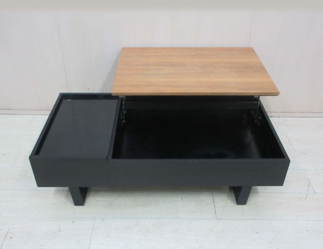 二手茶几 柚木黑120公分工業風一抽升降茶几 客廳桌 沙發桌 2