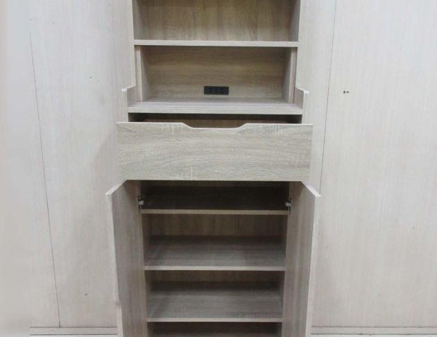 橡木色61公分兩門一抽鞋櫃 玄關置物櫃 鞋櫥 2