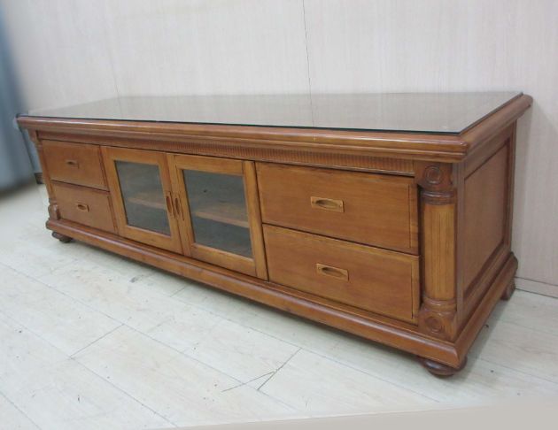 二手電視櫃 柚木色198公分實木兩門四抽TV櫃 客廳長櫃 5